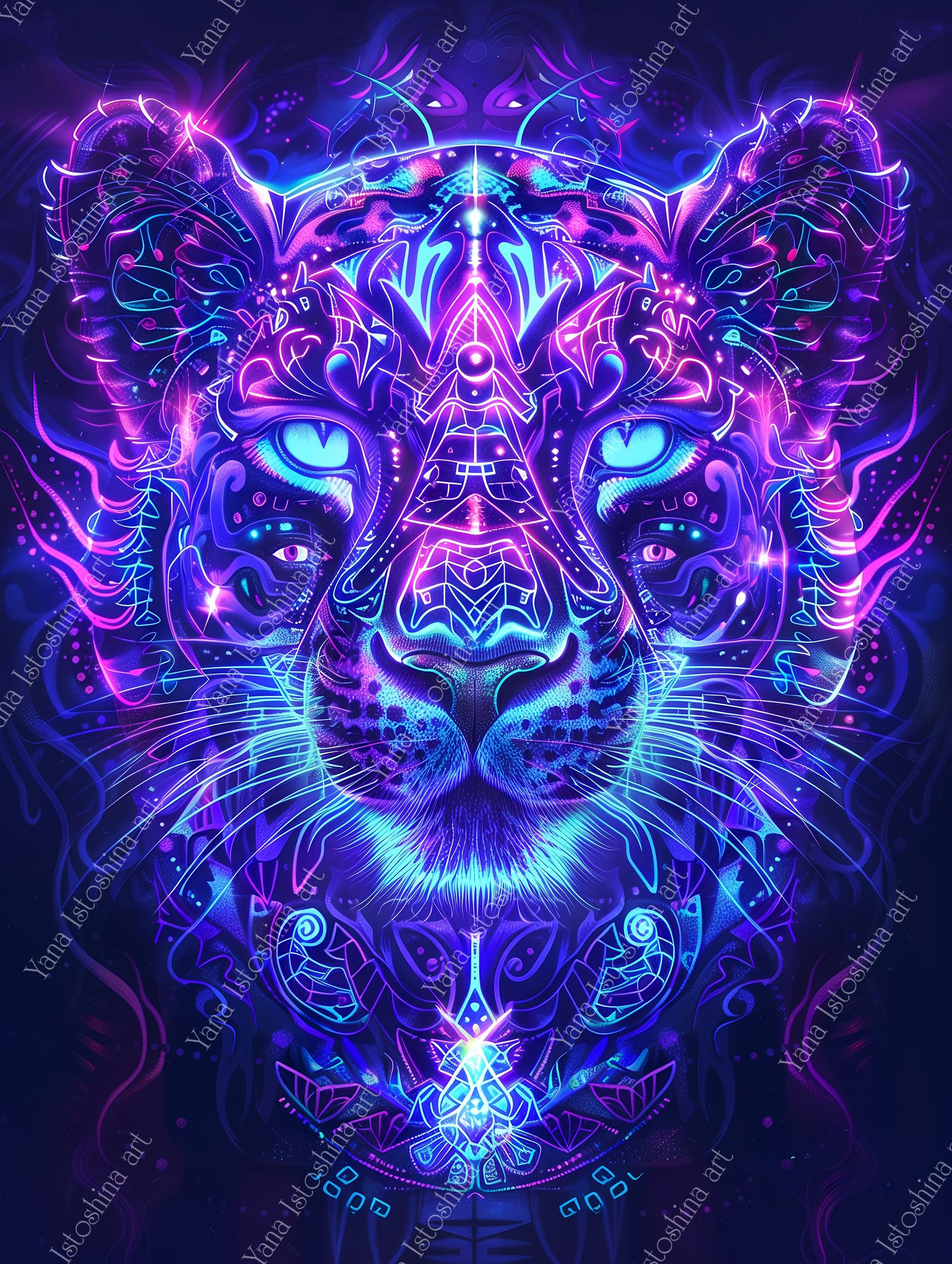 UV Schildkröten Tapestry 150x130cm - Schwarzlicht Poster Für Zimmerdekor