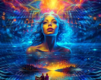 UV Reactive Psychedelic Tapestry: Visionary Blacklight Art