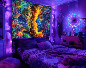 UV Backdrop Lumière Noire Tenture Murale Art Psychédélique