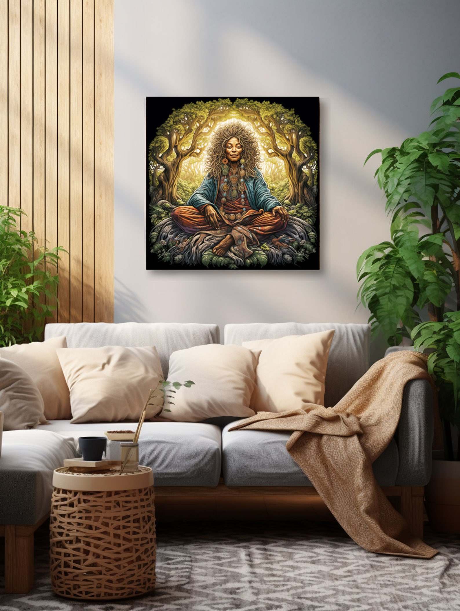 Image showcasing Spiritual Visionary Art With Wise Shamanic Woman Merged With Nature ...