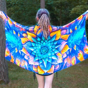 UV Reactive Festival Shawl | Neon Psychedelic Scarf | Trippy Party Clothes