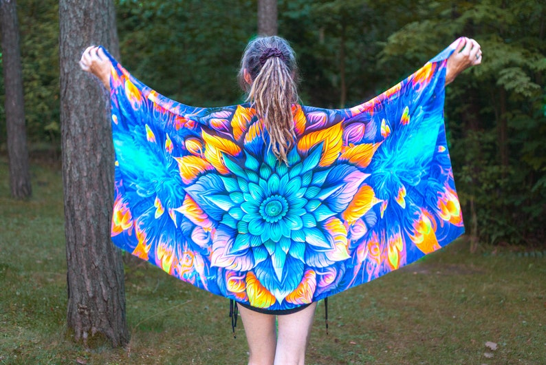 UV Reactive Festival Shawl Neon Psychedelic Scarf Trippy Party Clothes image 1