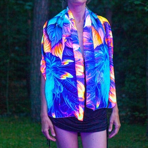 UV Reactive Festival Shawl Neon Psychedelic Scarf Trippy Party Clothes image 7