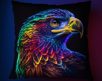 Psychedelic Cushion | UV Reactive Pillow Case |  | Boho Cushion | Trippy Neon Glowing Cushion