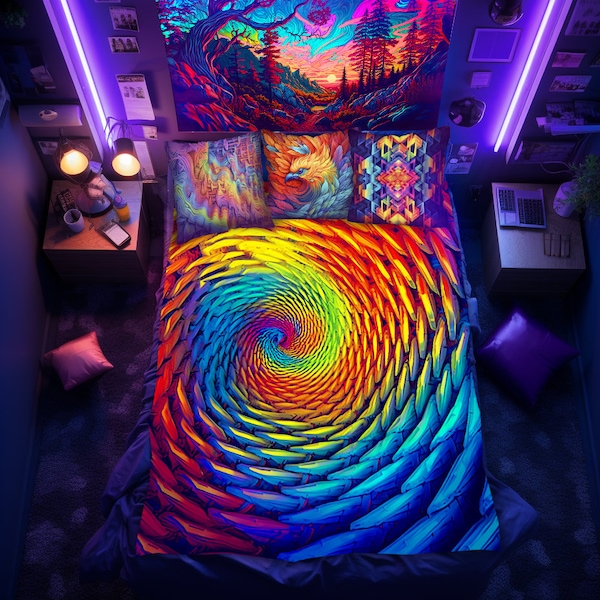 Blacklight Bedding Etsy
