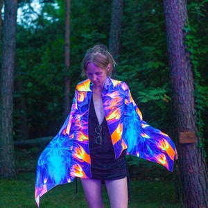 UV Reactive Festival Shawl Neon Psychedelic Scarf Trippy Party Clothes image 6