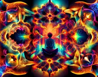 UV Reactive Tapestry: Psychedelic Samadhi Blacklight Art