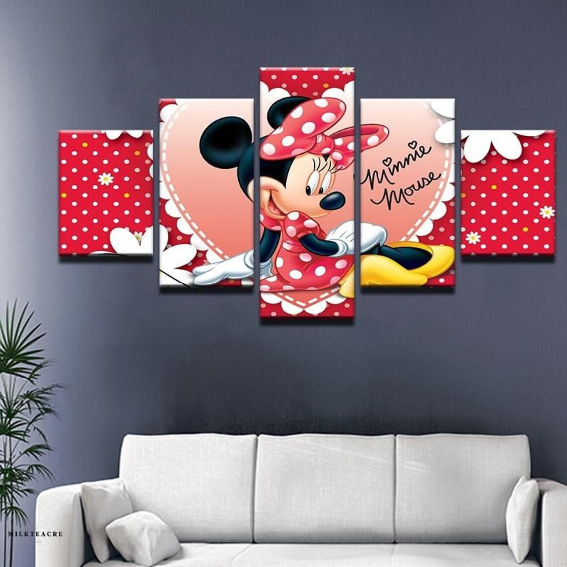 Mickey Mouse Lovely Minnie Cartoon Disney Canvas Wall Art | Etsy