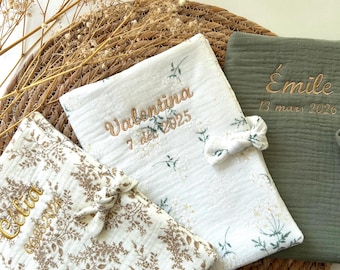 Personalized baby health record book cover with embroidered name, baby gift