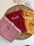 Personalized health record cover with embroidered first name, birth gift