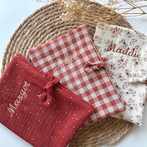 Personalized baby health record book cover with embroidered name, baby gift