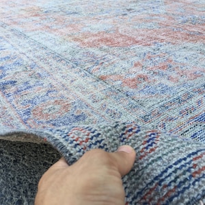 8x11 faded pattern rug, rug for living room, 7&#39;7&quot; X 10&#39;9&quot;  retro  handmade  rug  R8557F72