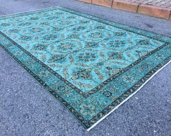 oriental vintage living room rug , 6'2" X 9'10" handmade bedroom carpet   R9807F136