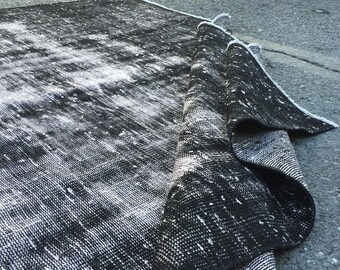 distressed black  Turkish bed plan carpet,  6'6" X 9'8"  Handmade Area Rug R9152F95