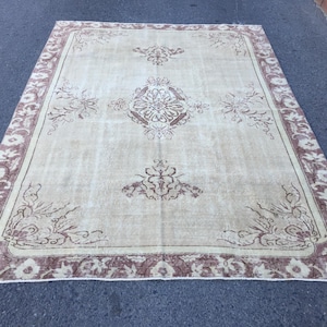 7x9  Turkish Living Room Rug , dining room rug, 6&#39;9&quot; X 9&#39;2&quot; retro  rug R4990F119