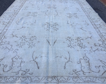 woven dining room carpet , wool bedroom rug, 5'4" X 9'4" , R7648F53