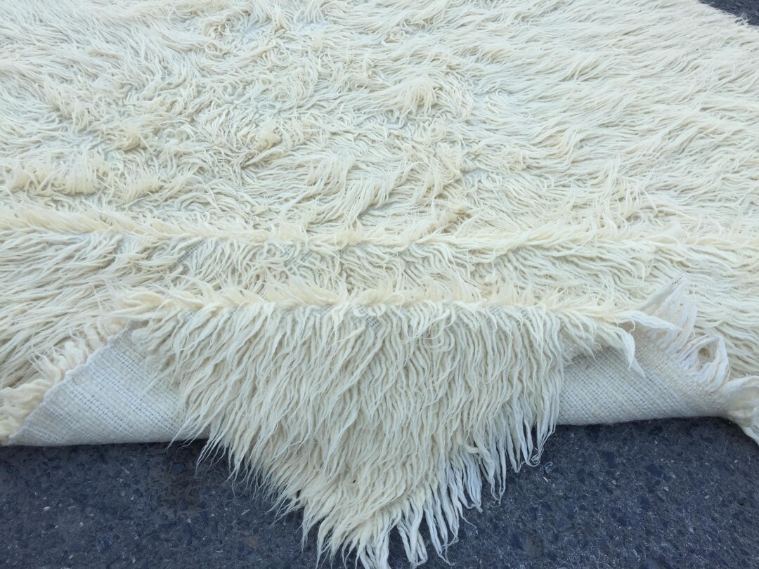 Simple Shaggy Rug 5x7 Shaggy Simple Pattern Tulu Rug, Hand Woven Rug, 4'11
