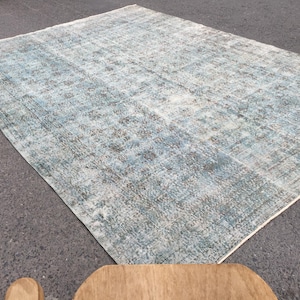 7x10 distressed rug for living room, oriental bedroom rug, 7&#39;2&quot; X 10&#39;2&quot; Turkish area rug, R 8595F75