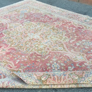 large red handmade carpet in 10X13 for living room ,10&#39;2&quot; x 13&#39;5&quot;  Turkish hand woven bedroom rug,   R8592F73