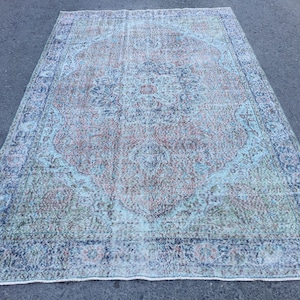 7x11 retro rug for living room, boho bed plan rug, 6&#39;8&quot; X 10&#39;11&quot; handmade  rug  R8559F72