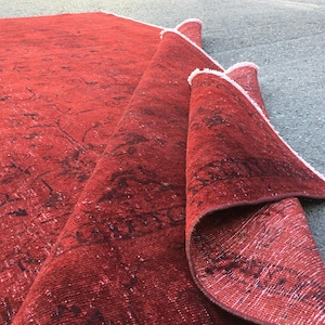 10x13 dark red bedroom rug,  vintage area rug, 9&#39;6&quot; X 13&#39; Woven Living Room Rug R9473F117