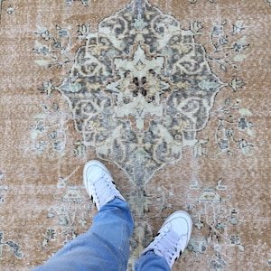 6x10 bed plan rug, orange brownish beige rug, 5&#39;8&quot; X 9&#39;11&quot; rug for living room, R7655F53