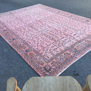 7x10 pink bedroom rug, distressed dining room rug, 7&#39;3&quot; X 10&#39;2&quot;  rug for living room, R9329F123