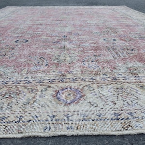 7x11 red beige dining room rug, faded  retro rug, 6&#39;8&quot; X 10&#39;10&quot;  Area Rug R9482F122