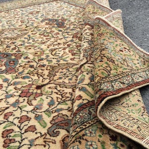 6x9 Wool Bed Plan Rug , beige green brown rug, 6&#39;2&quot; X 9&#39;5&quot;  Rug for living room  R9056F89
