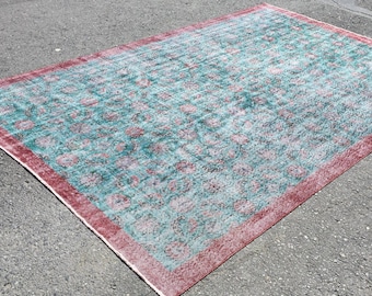vintage floral dining room rug, 6'11" X 10'4"  bedroom carpet  R5808F37