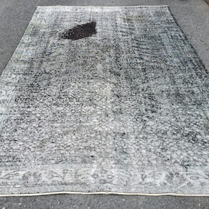 6x10 super distressed vintage rug, Kitchen Rug,  6&#39;3&quot; X 9&#39;6&quot; Handmade Rug R2644F24