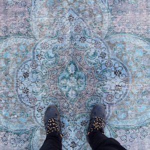 9x12 handmade bedroom rug, distressed library rug, 8&#39;10&quot; X 12&#39;  rug for living room  R9168F96