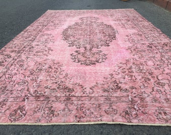 6x9 pink bedroom rug, rug for living room, 5'6" X 8'10" Oriental rug , Handmade rug  R7878F56