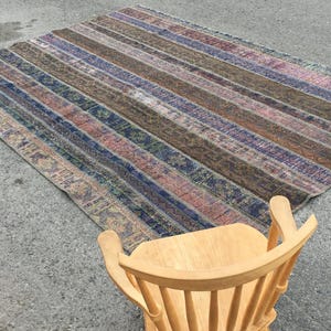 Vintage turkiskt lapptäcke för vardagsrum, retromatta 185 cm x 283 cm, R7888F56
