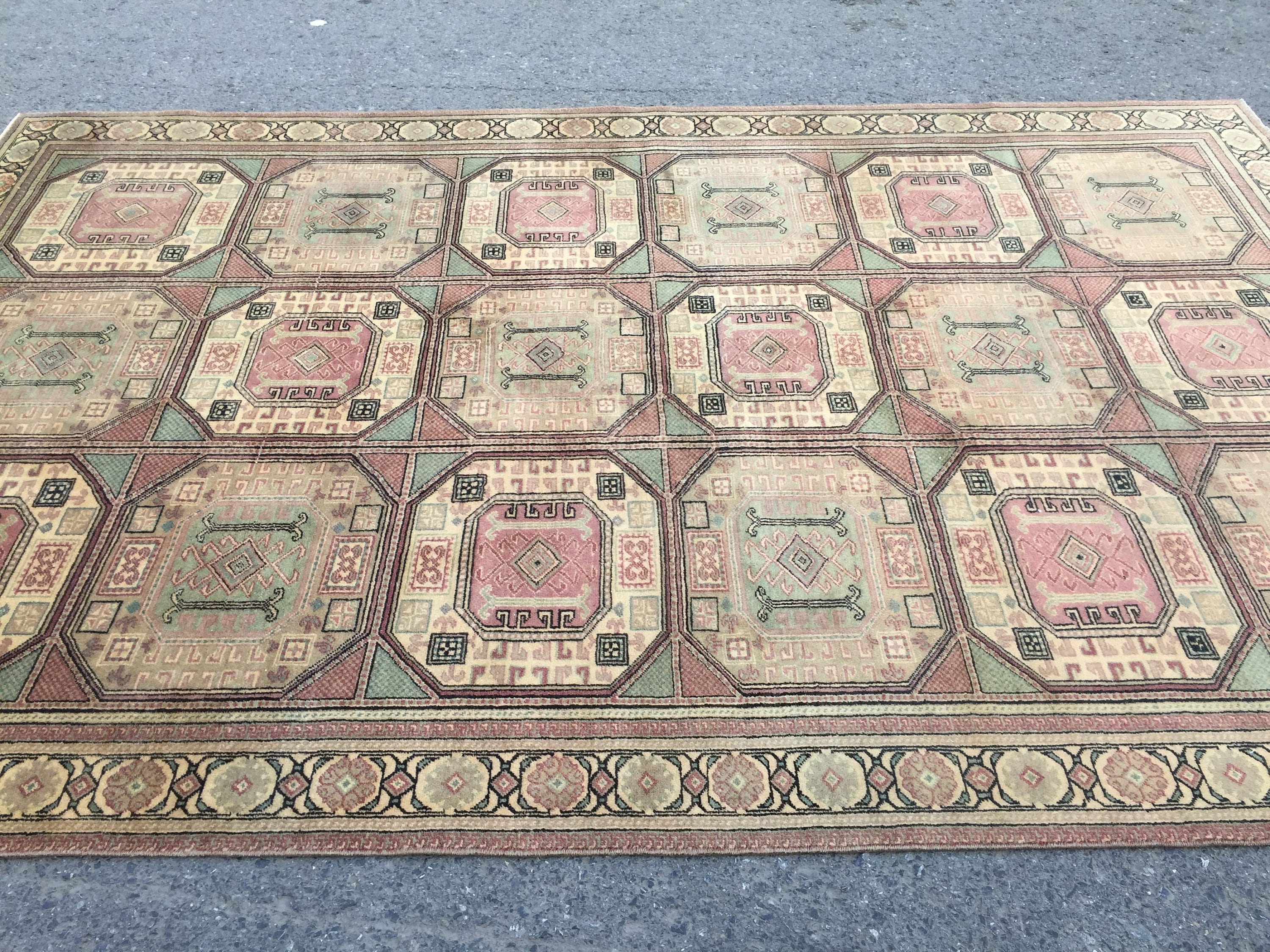 Hand Woven Geometric Living Room Rug 6.2x9.7