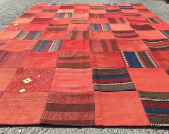 red brown Handmade bedroom patchwork , 5'1" X 6'11" kitchen  rug R5918F40