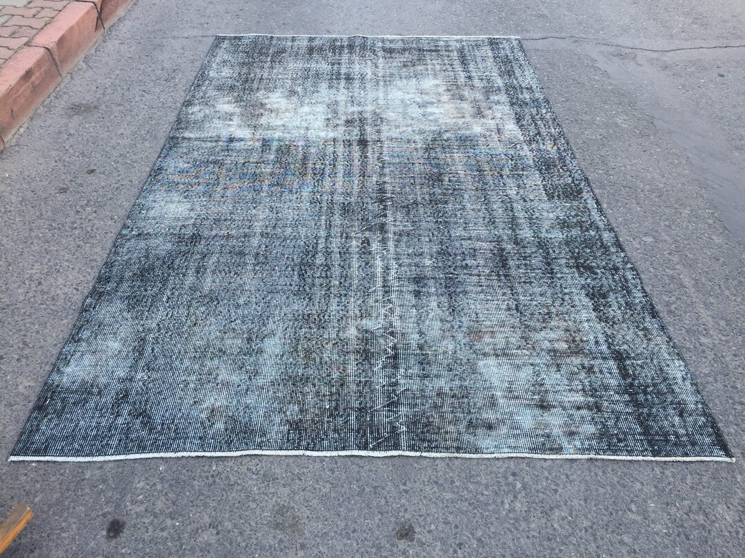 Faded Vintage Bed Plan Rug, Dark Decor Distressed Living Room Carpet ...
