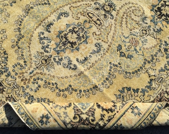 Turkish rug 6x10 Oushak rug , Handmade Rug, 6'3" X 9'8" carpet, Vintage Rug 6x10, Retro Rug, Rugs for Bedroom R5536F22