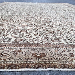6x9 oriental area rug, beige brown office rug, 6&#39;5&quot; X 9&#39;5&quot;  home decor rug, R9074F89