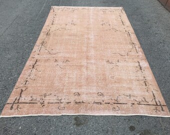 5x9 Handmade Rug , Woven Rug , minimal rug, 4'10" X 8'8" Faded Rug , Living room Rug R6474F33