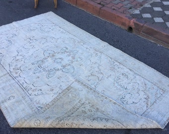 distressed vintage living room  rug,  5'3" x 8'8"  retro bedroom carpet  R7643F53