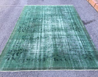 tappeto da sala da pranzo verde anticato, tappeto turco 6'9" X 10'3" R9153F95