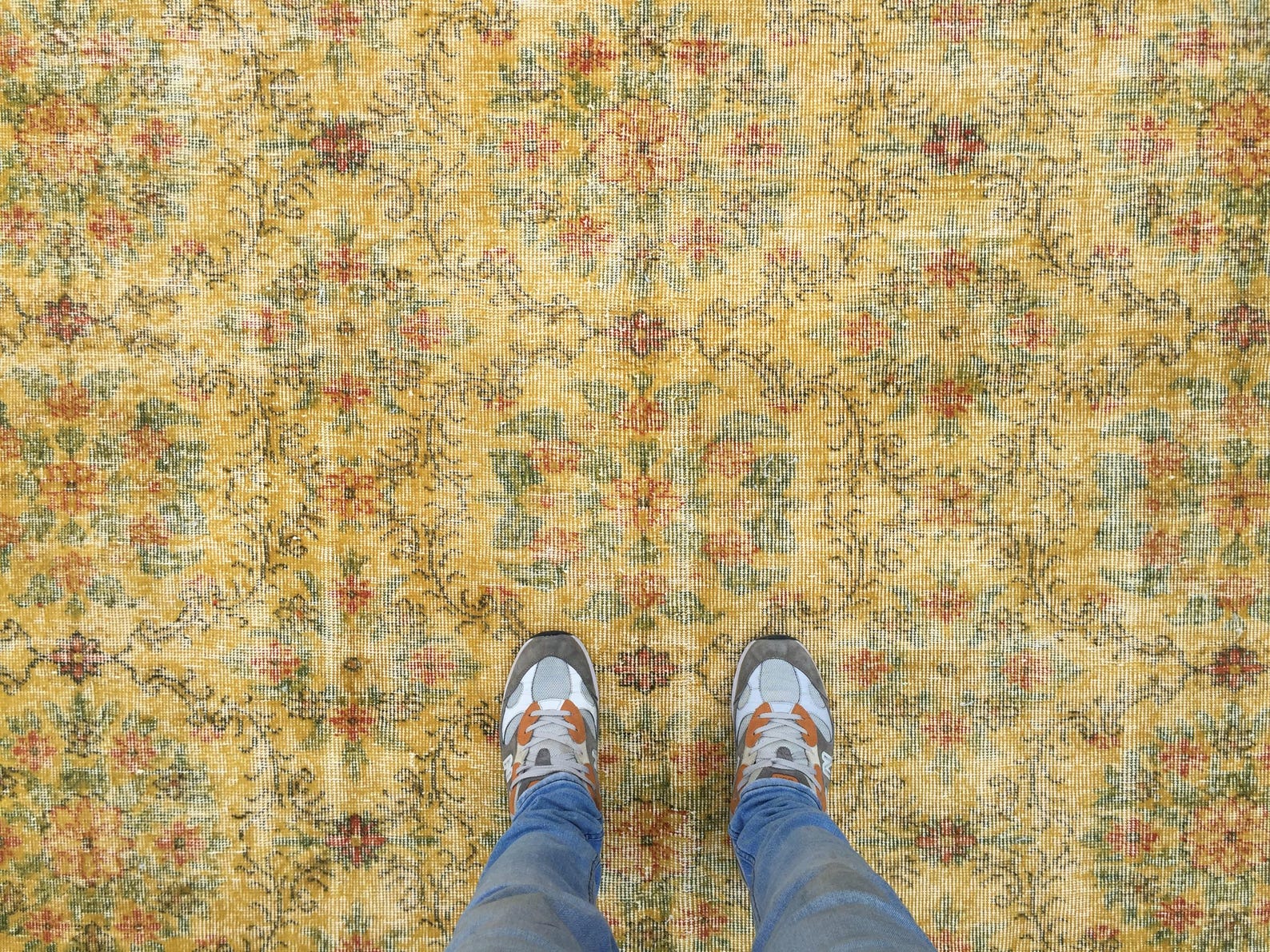 7x11 Home Decor Rug, Yellow Orange Rug, Living Room Rug, 6'9 X 10'6