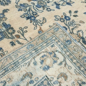 Alfombra beige azulada de 10 x 13 pulgadas para sala de estar, alfombra tejida a mano, alfombra para dormitorio de 9'9" X 12'10", R7282F44