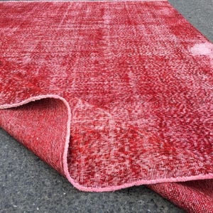 7x11 red  bedroom rug, vintage dining room rug, 7&#39;1&quot; X 10&#39;6&quot;  retro rug R9456F114