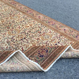6x9 oriental handmade rug, retro Turkish rug, 6&#39;2&quot; X 9&#39;4&quot; living room rug R9445F115