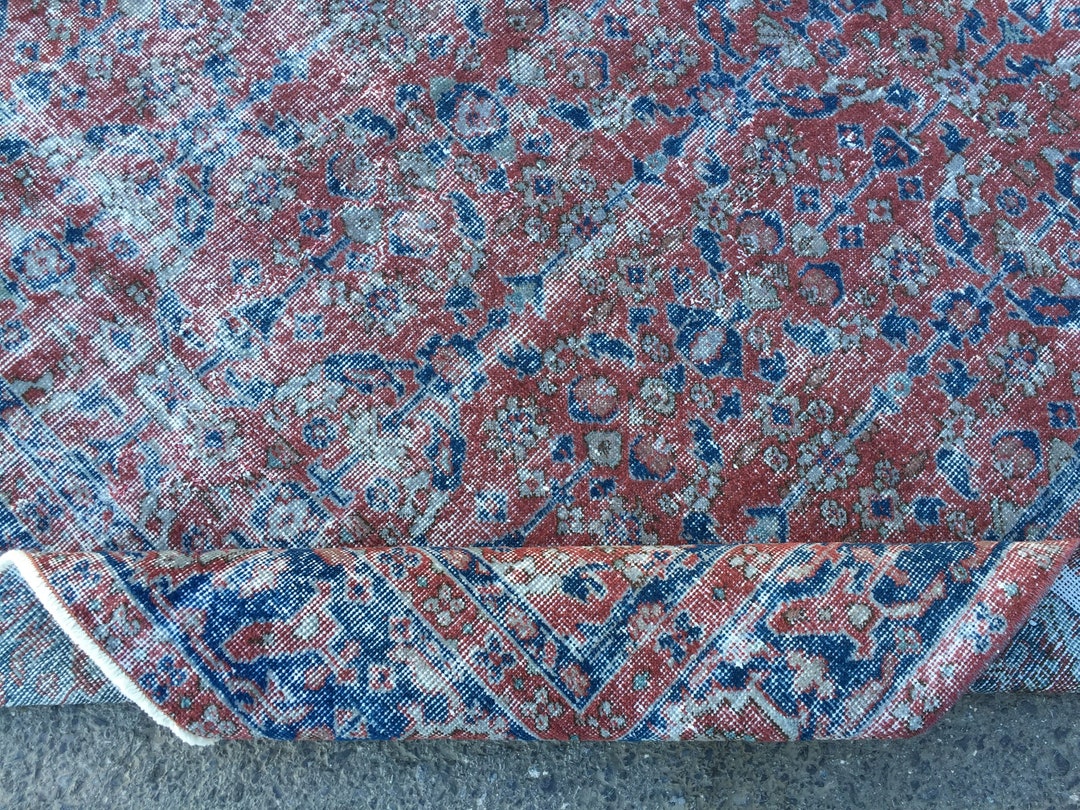 6x9 Oriental Hand Woven Rug Red Blue Rug Turkish Rug Etsy