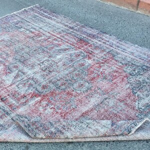 Distressed Turkish Bed Plan Rug , 6'6" X 9'7" Hand Knotted bedroom carpet  R8535F72