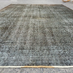 distressed  hand woven bedroom carpet , faded brown green area rug 5'8" X 8'8" ,R7377F43