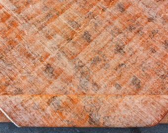 faded orange bedroom carpet  6'11" X 10'3"  hand woven wool area rug , R6593F31